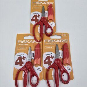 Fiskars 5 in. Kids Scissors Red Pointed-Tip Safe Blades - Lot of 3